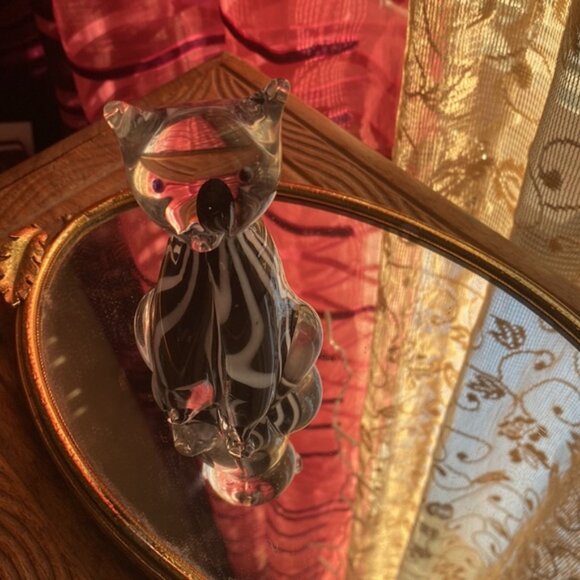 Cute vintage crystal art glass cat figurine - Picture 4 of 10